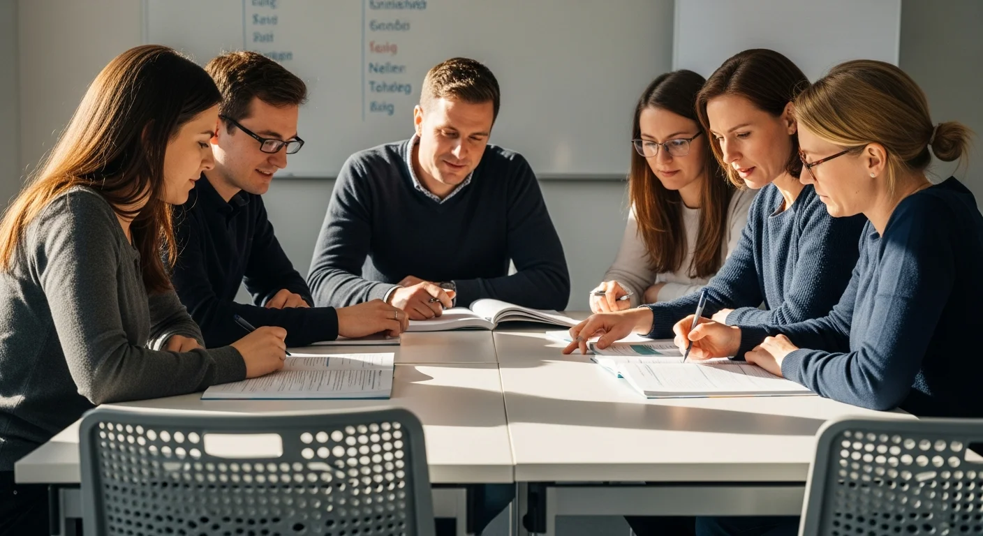 Internationale Pflegekräfte beim Deutsch-Sprachkurs